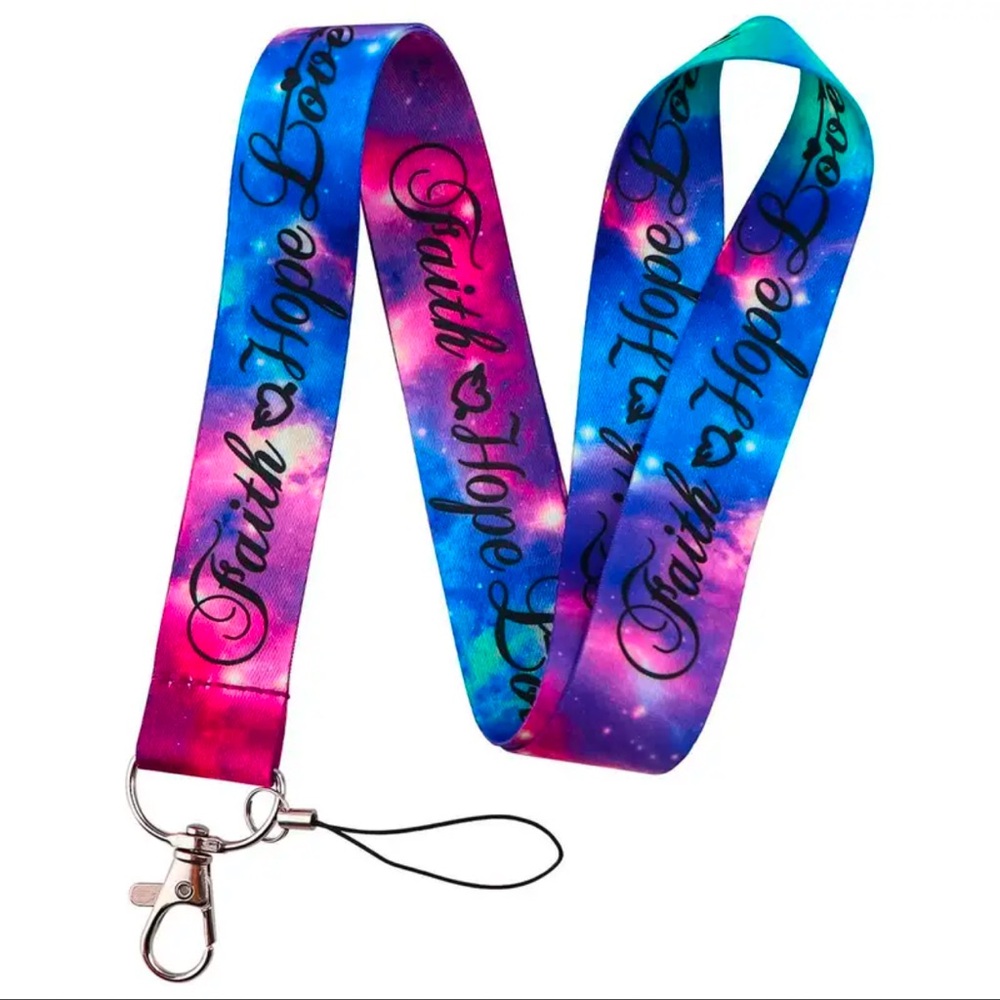Lanyard For Keys, Keychain, Badge Holder, 1 pc, NEW, Colorful 🎁 “FAITH HOPE LOVE